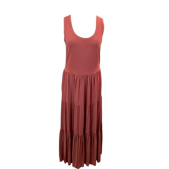 Soft Surroundings Sleeveless Tiered Dress Womens Medium Cotton Blend Rust - Picture 2 of 9